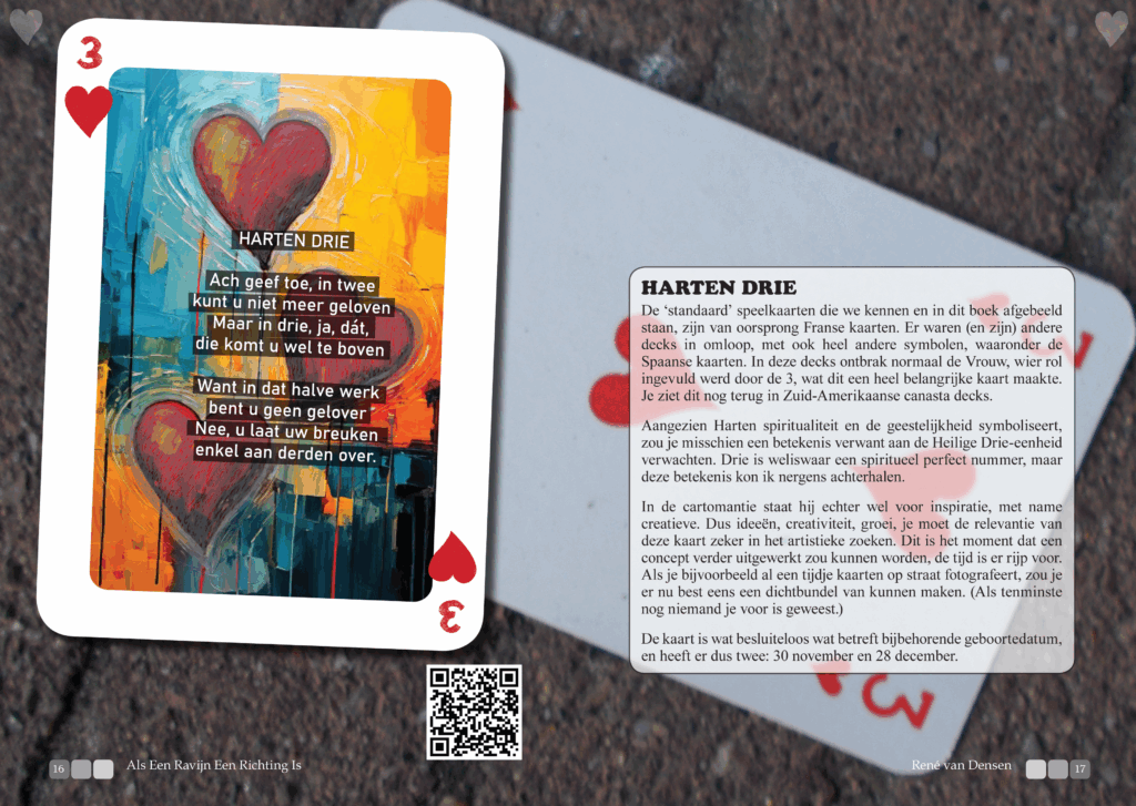 Harten Drie voorbeeld uit René van Densen’s dichtbundel kaartset “Als Een Ravijn Een Richting Is”