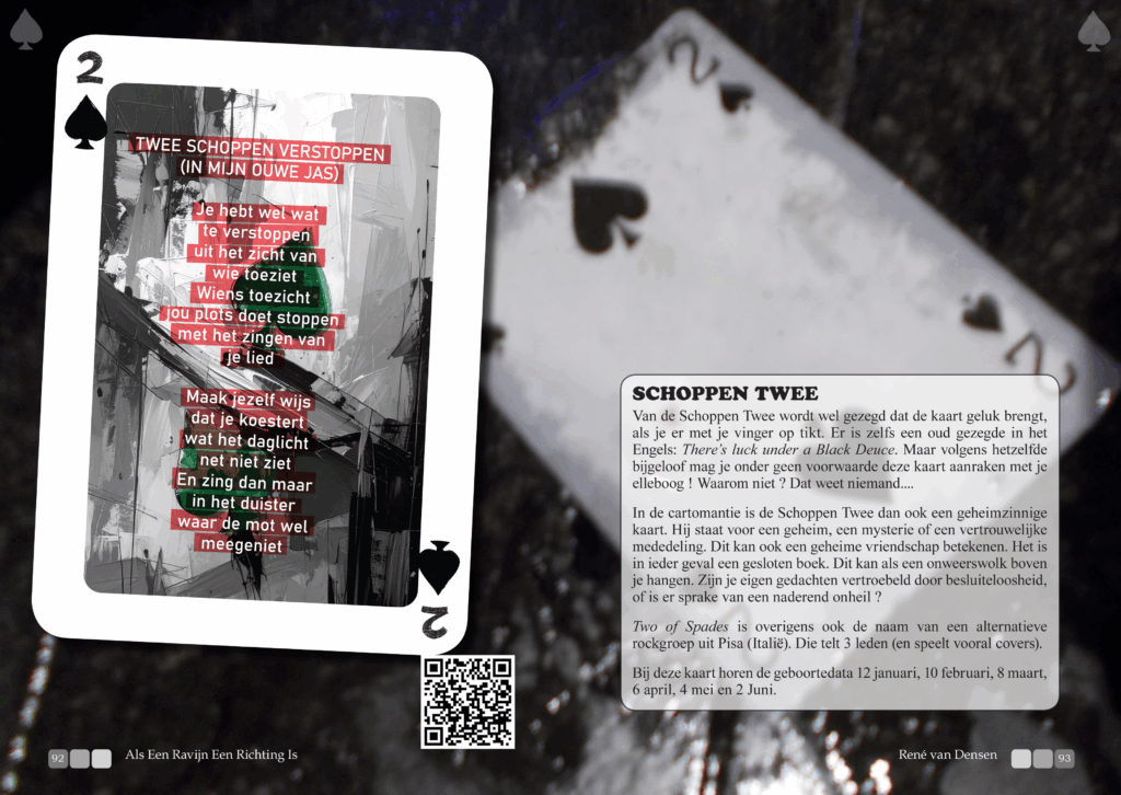 Schoppen Twee voorbeeld uit René van Densen’s dichtbundel kaartset “Als Een Ravijn Een Richting Is”