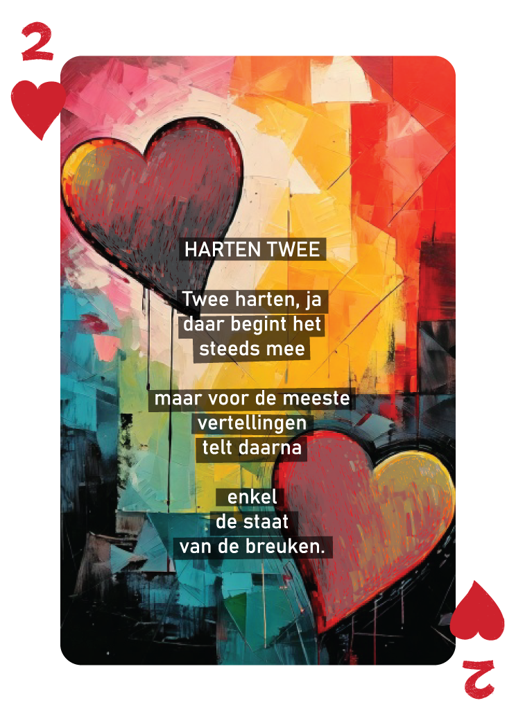 Afbeelding van de speelkaart zoals deze in de dichtbundel en de kaartendeck is opgenomen