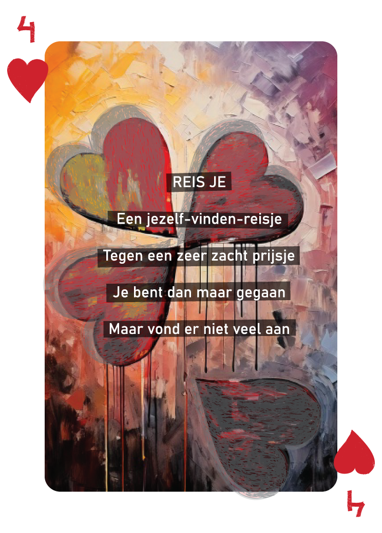 Afbeelding van de speelkaart zoals deze in de dichtbundel en de kaartendeck is opgenomen
