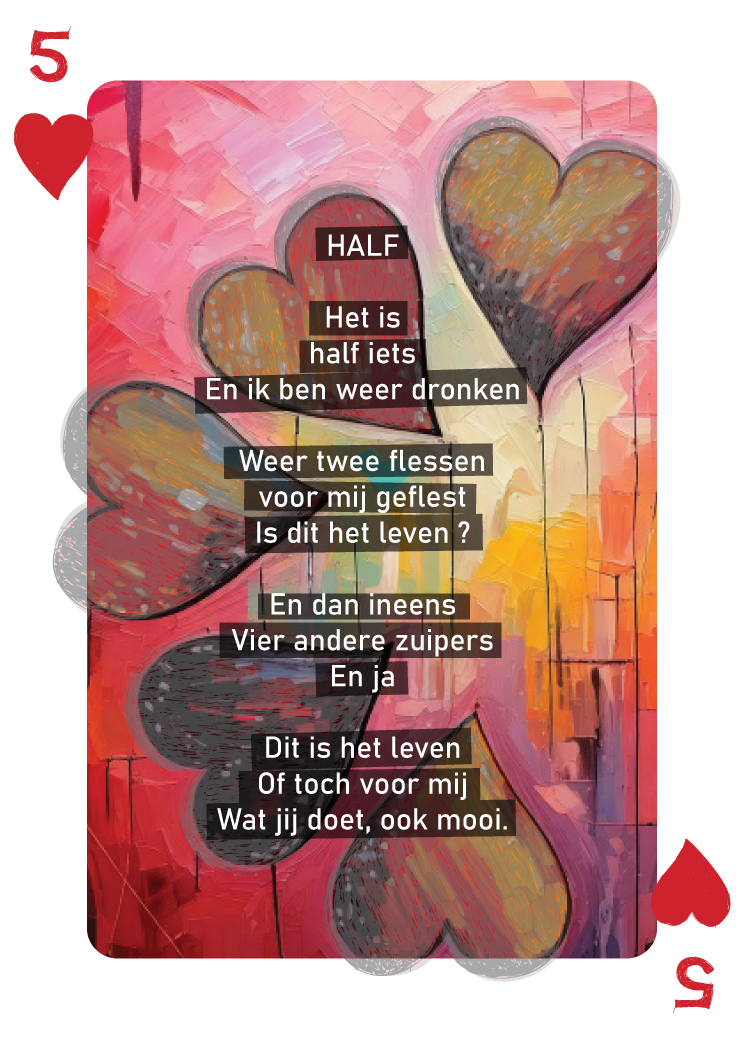 De speelkaart zoals die opgenomen is in de dichtbundel en de kaartendeck