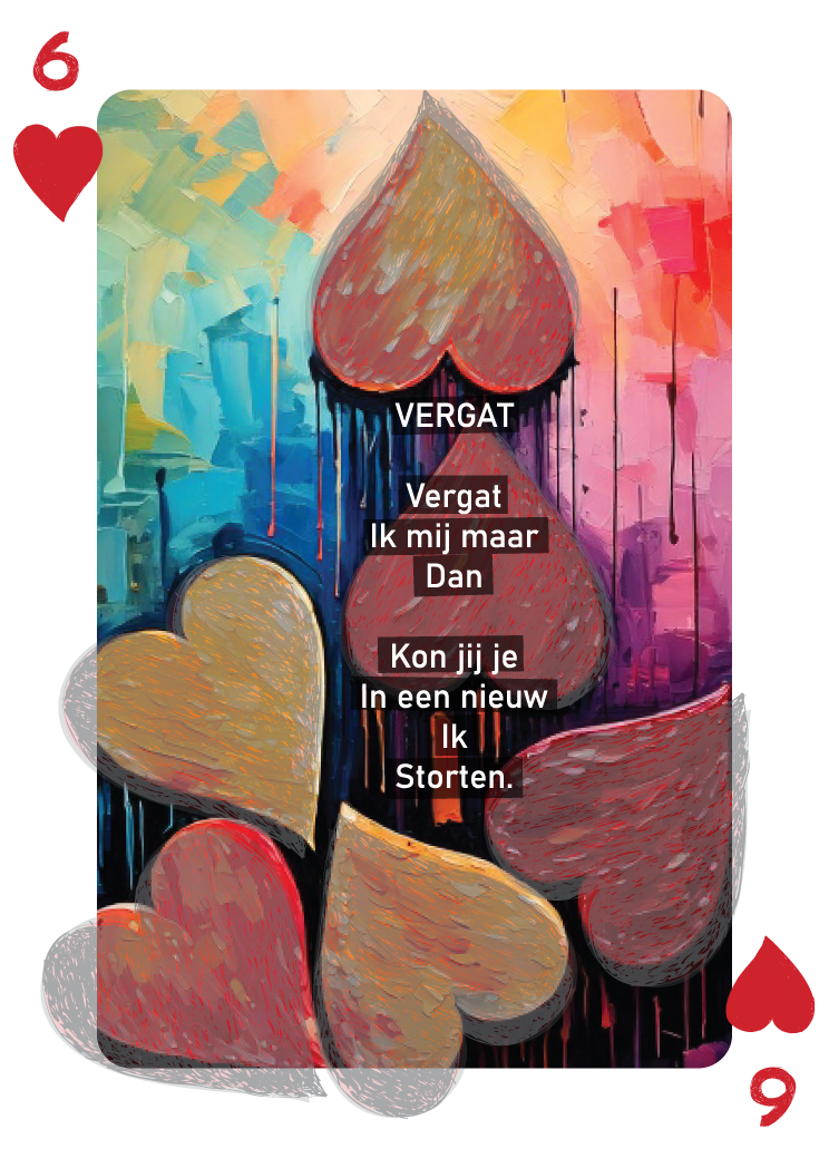 De speelkaart zoals die in de bundel en het kaartendeck is opgenomen