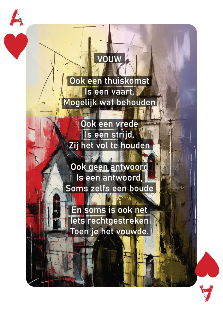 Harten Aas kaart uit René van Densen's dichtbundel kaartset “Als Een Ravijn Een Richting Is”