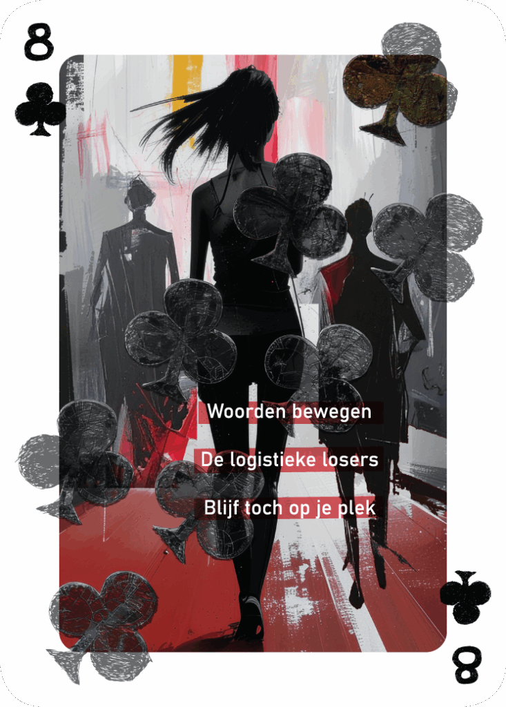 Klaveren Acht kaart uit René van Densen's dichtbundel kaartset “Als Een Ravijn Een Richting Is”