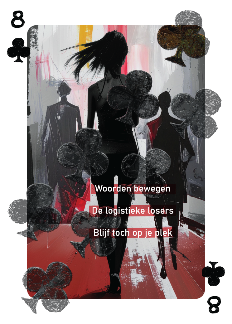 Klaveren Acht kaart uit René van Densen's dichtbundel kaartset “Als Een Ravijn Een Richting Is”