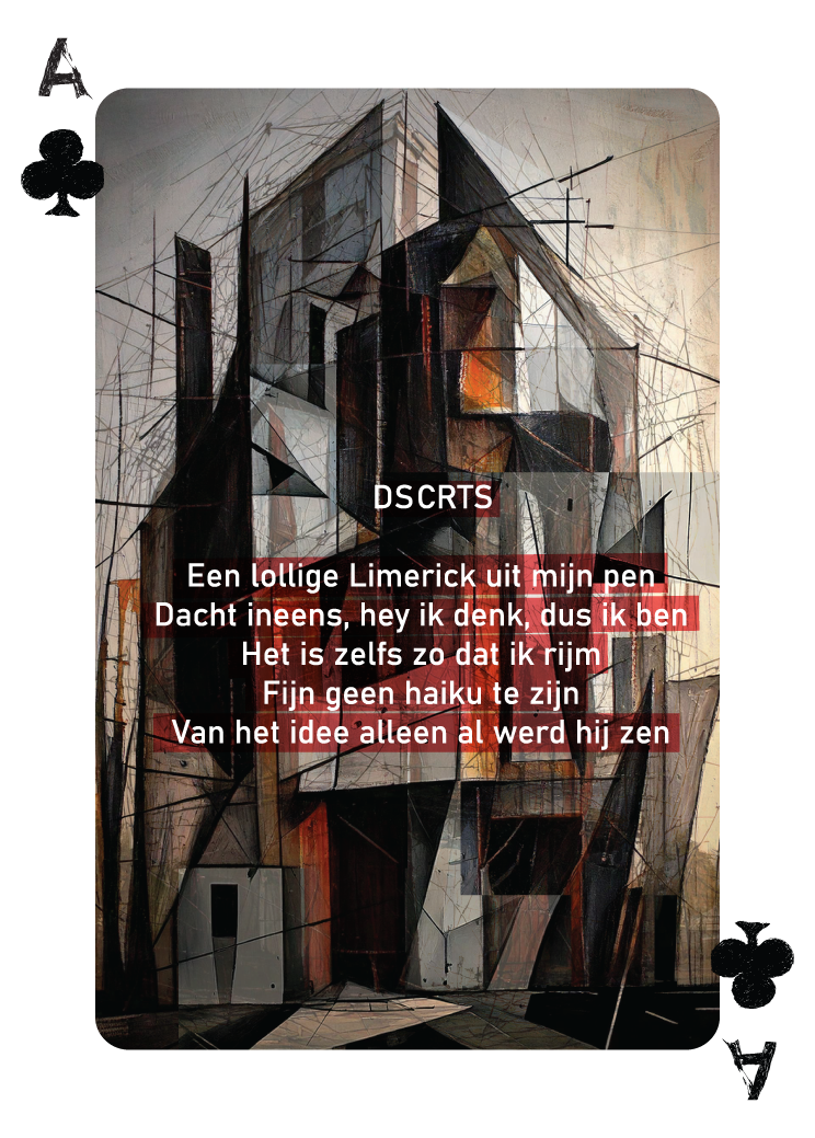 De Klaveren Aas kaart uit de dichtbundel 'Als Een Ravijn Een Richting Is' van René van Densen, 2025