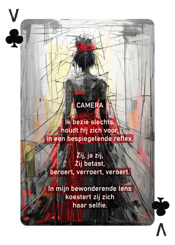 De Klaveren Dame kaart uit het gedichtendeck van René van Densen