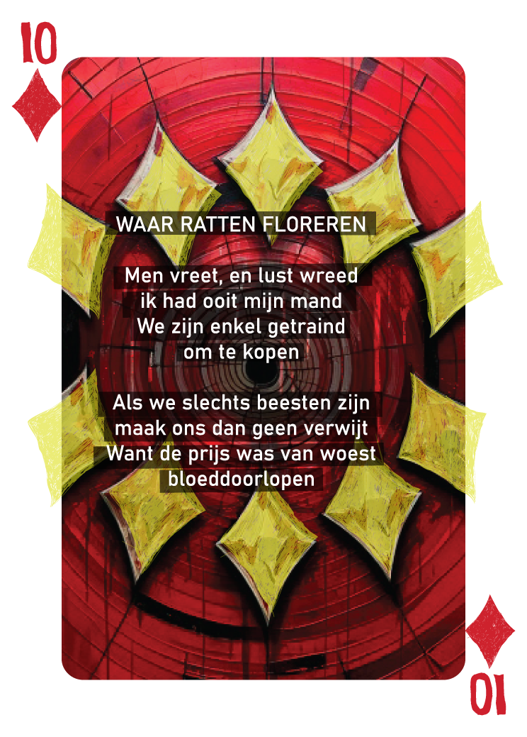 De Ruiten Tien kaart uit het poëtisch kaartendeck door René van Densen, waar bovenstaand gedicht op ontworpen is